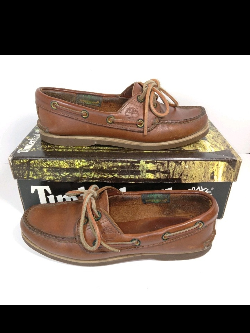 Vtg Timberland Women’s Chestnut Brown Leather Boat Shoes Size 6M
